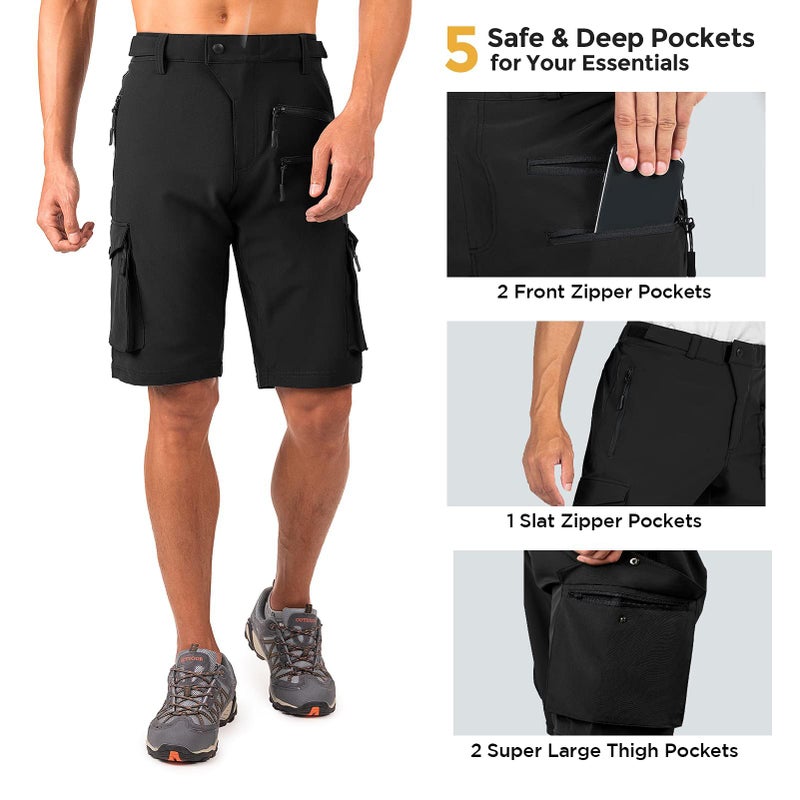 Wespornow Men's-Hiking-Shorts Tactical Shorts Lightweight-Quick-Dry-Outdoor-Cargo-Casual-Shorts for Hiking(Black, XXX-Large) - Image 2